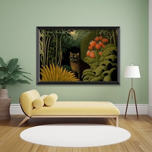 Henri Rousseau Art Print, Exotic Art, Rousseau Inspired Printable Wall Art, Instant Digital Download, Exotic Wild Cat, Jungle Painting, Lion image 6