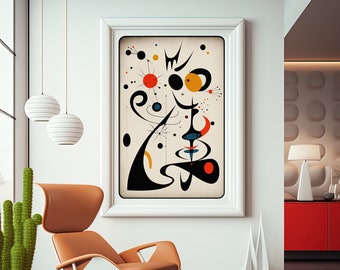 Joan Miro Art Print, Miro Poster, Miro Inspired Printable Wall Art, Instant Digital Download, Miro Canvas, Abstract Surrealism, Dada, Calder