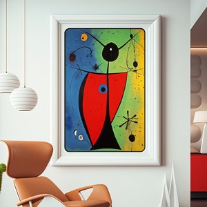 Miro Poster, Joan Miro Art Print, Abstract Surrealism, Miro Inspired Printable Wall Art, Instant Digital Download, Figures, Miro Canvas