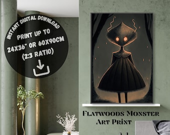 Flatwoods Monster, Printable Wall Art, Cryptid Poster, Digital Download, Wall Decor, UFO Folklore, Cryptozoology, Cryptid illustration, Dorm
