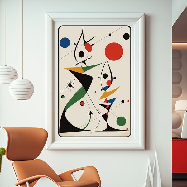 Joan Miro Art Print, Cartel de Miro, Arte de pared imprimible inspirado en Miro, Descarga digital instantánea, Lienzo de Miro, Surrealismo abstracto, Arte dadaísta