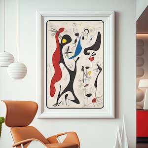 Miro Poster, Joan Miro Art Print, Abstract Surrealism, Colorful Shapes, Miro Inspired Printable Wall Art, Canvas, Instant Digital Download,