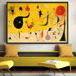 Poster di Mirò, stampa artistica di Joan Mirò, stampa artistica da parete ispirata a Mirò, download digitale istantaneo, tela di Mirò, surrealismo astratto, regalo decorativo