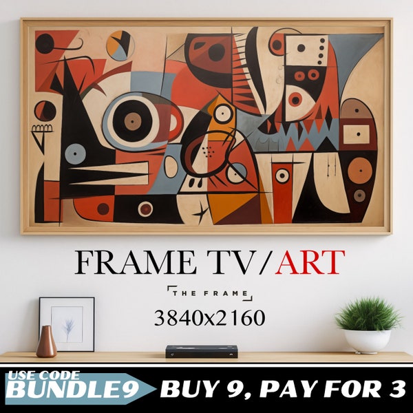 Samsung Frame TV Art, Abstract Art, Picasso Cubism, Miro Biomorphic, Geometric Art, LG Gallery, Digital Download, Mid Century Oil Painting,