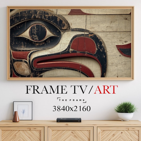 Frame TV Art, Samsung The Frame, Haida Tribal Art, Thunderbird Totem Animal, Eagle, Native American Digital TV Art, Tlingit Download