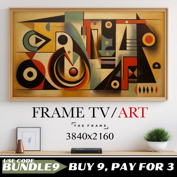 Samsung Frame TV Art, Abstract Art, Picasso Cubism, Miro, Geometric Art, LG Gallery, Bauhaus, Digital Download, Mid Century Oil Painting,