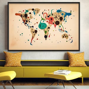 Abstrakte Karte der Welt, Miro Art Print, Kartographie, Miro Inspiriert druckbare Wandkunst, digitaler Download, Abstrakter Surrealismus, Geschenk