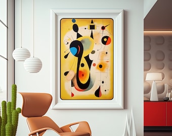 Miro Poster, Joan Miro Art Print, Abstract Surrealism, Miro Inspired Printable Wall Art, Instant Digital Download, Geometric, Miro Canvas