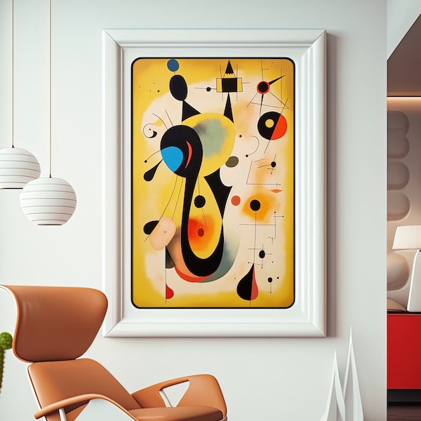 Miro Poster, Joan Miro Art Print, Abstract Surrealism, Miro Inspired Printable Wall Art, Instant Digital Download, Geometric, Miro Canvas