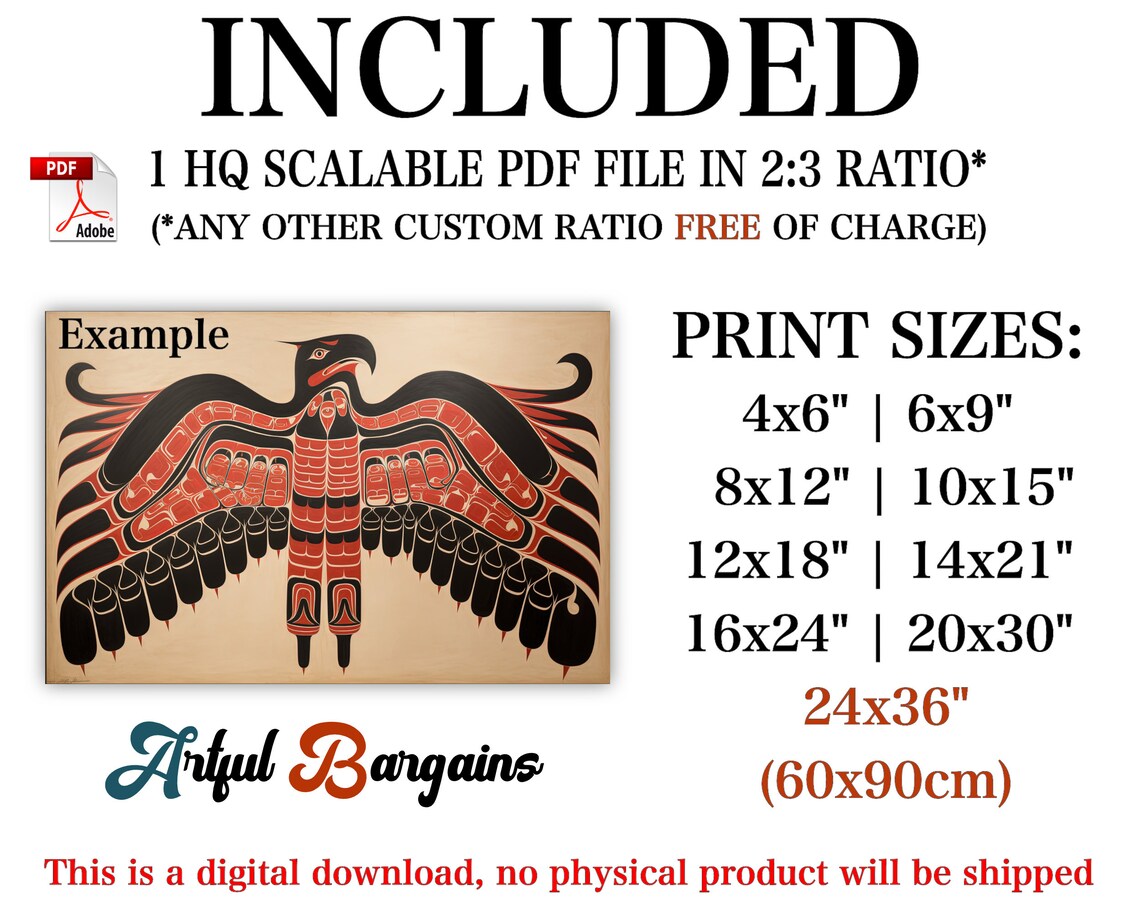 Haida Tribal Art Print, Pacific Northwest Coast Native American, Printable Wall Art, Instant ...