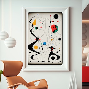 Joan Miro Art Print, Miro Poster, Miro Inspired Printable Wall Art, Instant Digital Download, Miro Canvas, Abstract Surrealism, Dada Art