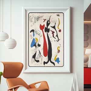 Miro Poster, Joan Miro Art Print, Miro Inspired Printable Wall Art, Abstract Surrealism, Instant Digital Download, Geometric, Miro Canvas