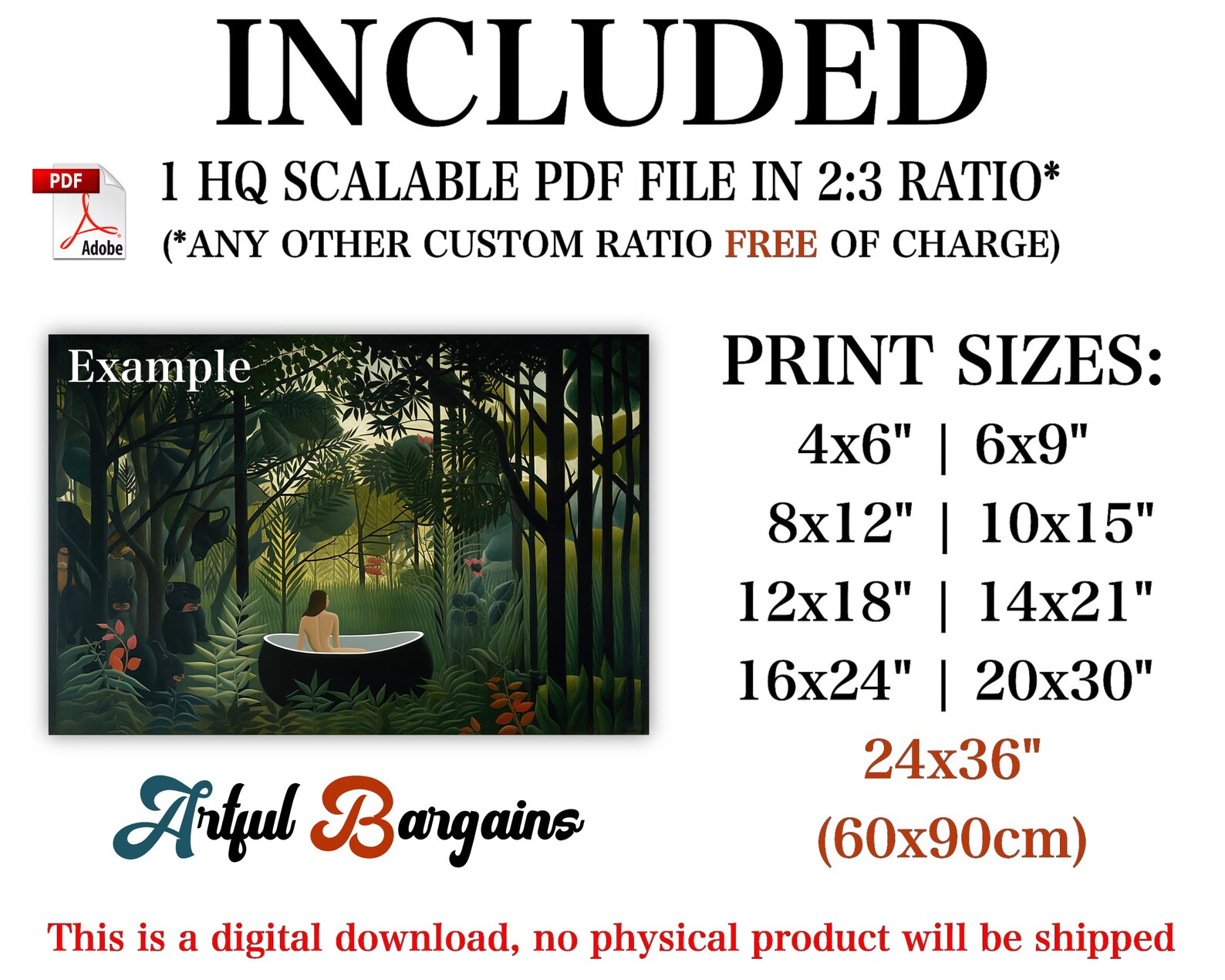 Henri Rousseau Art Print, Rousseau Inspired Printable Wall Art, Exotic ...