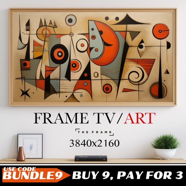 Frame TV Art, Abstract Art, Picasso Cubism, Miro Biomorphic, Geometric Art, LG Gallery, Digital Download, Mid Century Oil Painting, Samsung