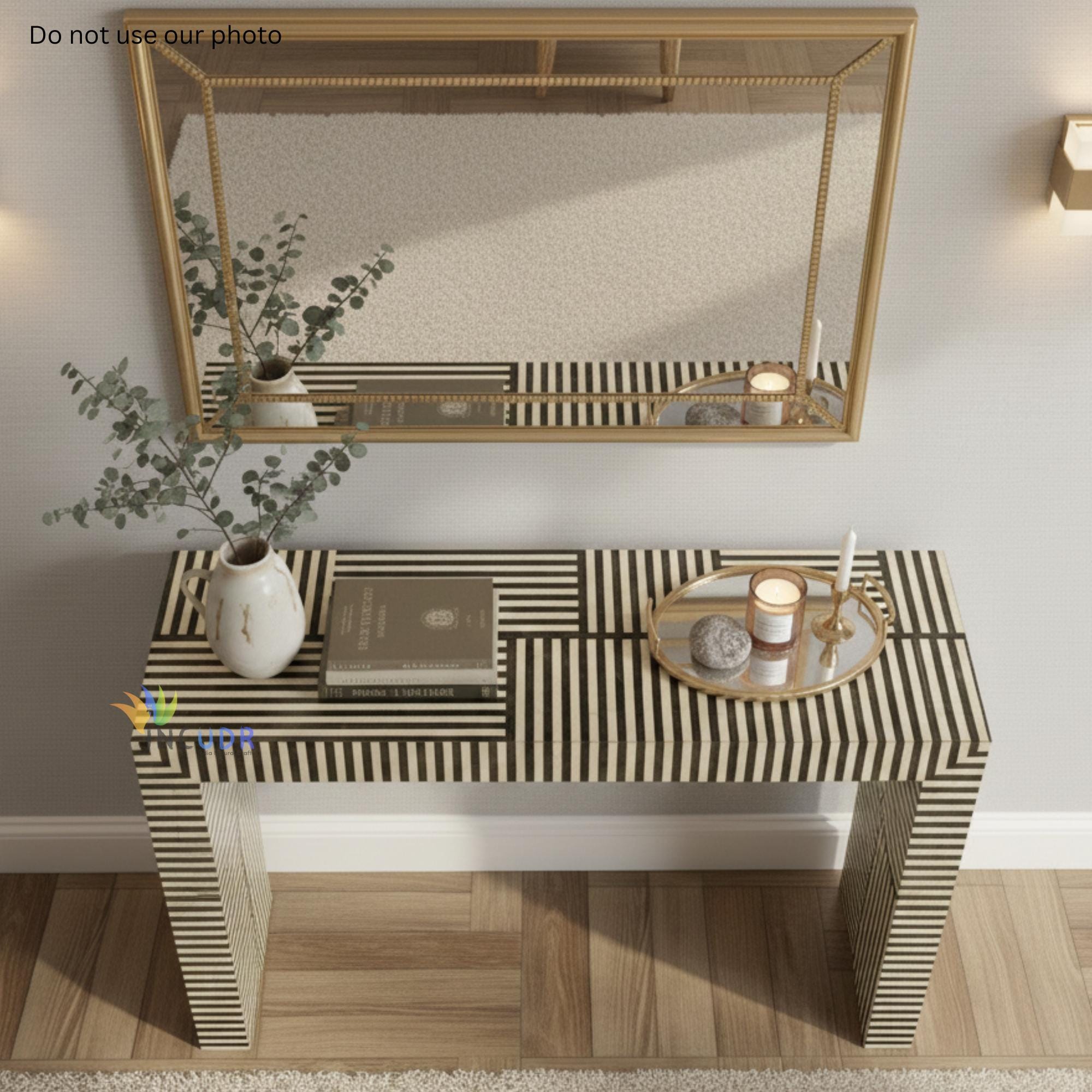 Handcrafted Inlay Console Table, U-shape Study Table, Living Room ...