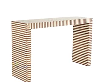 Consola de madera hecha a mano con incrustaciones de hueso / mesa consola / escritorio / mesa de estudio / consola de entrada / consola con incrustaciones en un diseño moderno