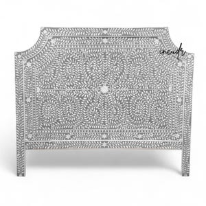 Handmade Bone Inlay Headboard: Modern Floral Bedroom Furniture