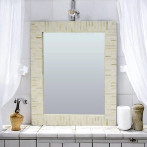 Handmade Bone Inlay Mirror Frame – Modern Home Decor