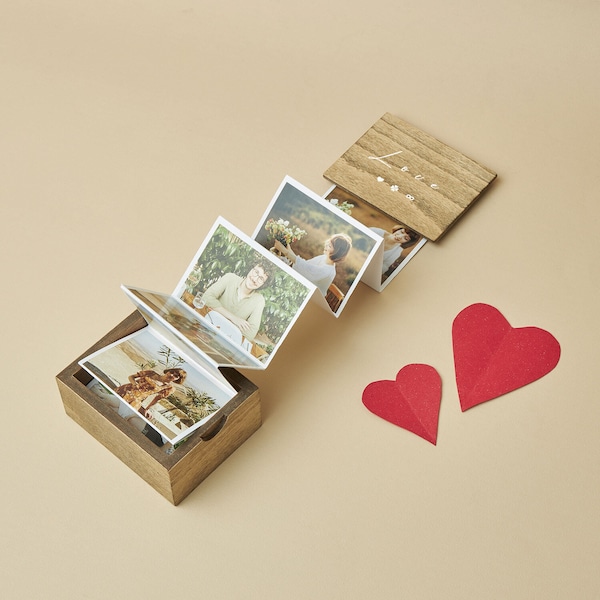 Pull Out Photo Memory Box, Photo Album, Keepsake Box, Customised Wooden Photo Frame, Shadow Box, Wooden Box Personalised, Trinket Wooden Box