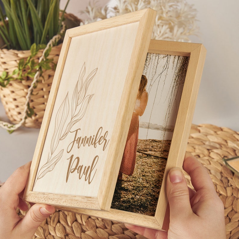 Wooden Personalised Photo Frame Custom Photo Engraved Wooden