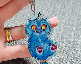 Demon tiger and the bird acrylic rainbow charm with wagging tail