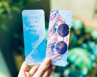 Anime iconic eyes bookmark holographic glossy or matte with pocket and inserts for notes