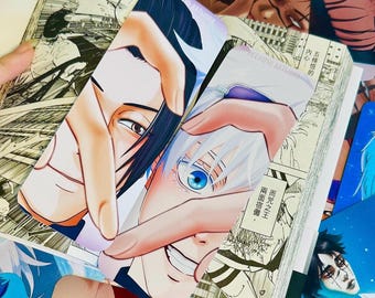 Anime bookmarks a pair holographic glossy or matte gift for bestfriends