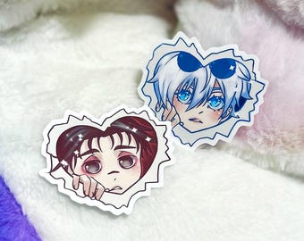 Holo heart shaped Sticker sorcerer bloody brother PET  Waterproof Matte holographic decal