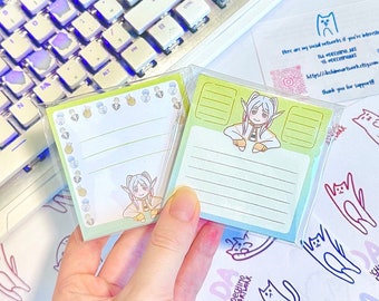 Anime Elf Memo Pad, Kawaii Notes, Magic Stationery, 7x7cm (Handmade)
