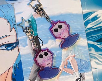 Anime Acrylic Keychain Charm: Chibi Sorcerer Boy with Star Chain