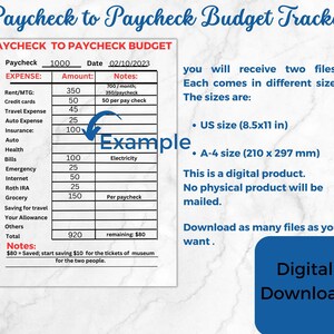 Budget by Paycheck, Paycheck to paycheck budget tracker, Budget Printable, Budget  Planner, Budget Template A4 and US Letter printable