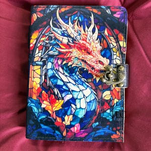 400 pages- Dragon Vintage leather Journal - Grimoire Blank Spell Book of Shadows Travel Writing Notebook