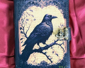 Raven lederen dagboek: handgemaakt grimoireboek der schaduwen - 400 pagina's