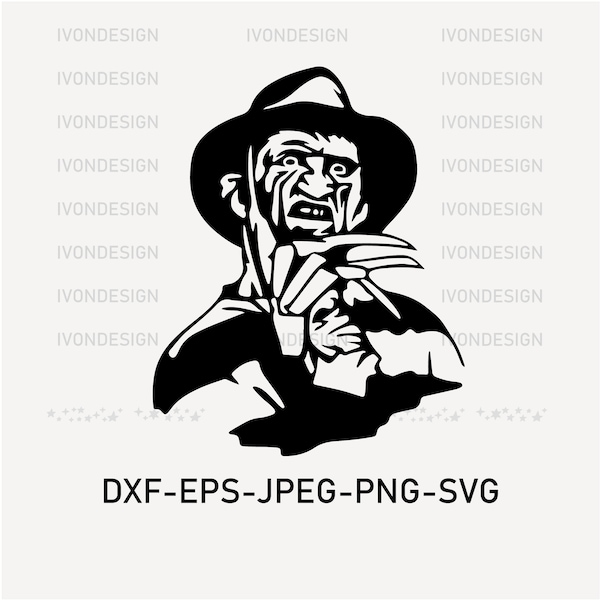 Freddy Krueger Svg, Scream Works Never Sleep Again Svg, Halloween Svg, Horror Movie Svg, Scary Movie Svg, Digital Files, Cricut, Silhouette