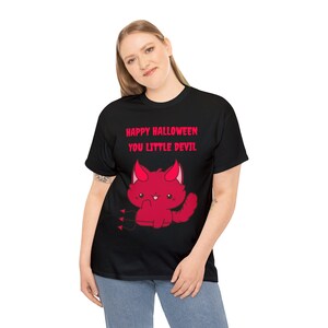 Koszulka Little Devil Cat Halloween - Unisex Heavy Cotton Tee
