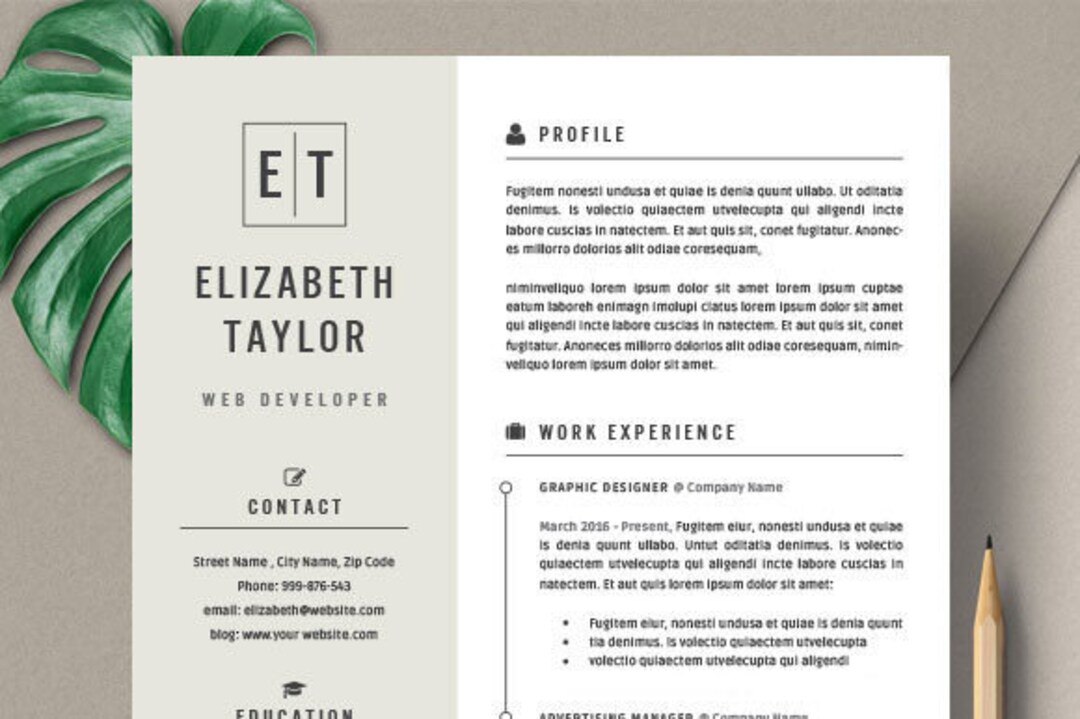 4 Page Resume Template Modern Resume Template for Word - Etsy