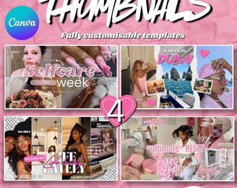 YouTube Thumbnail Template Bundle - 4er Pack | Bearbeitbare Canva Thumbnails für YouTuber
