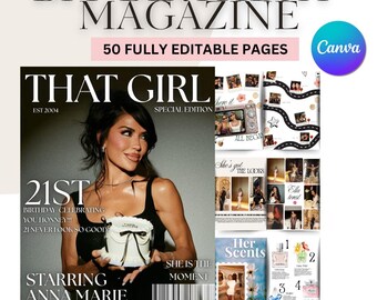 Beste Freundin Geburtstag Magazin | Vogue Style Bestfriend Geschenk | Canva Vorlage (Digitaler Download)