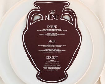 Wedding Menu Urn Shaped Template Editable A5 Digital File Mediterranean Athena Style Printable Reception Menu Corjl Cut File Stationery