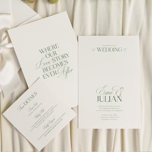 Plantilla digital de invitación de boda con sobre romántico editable.