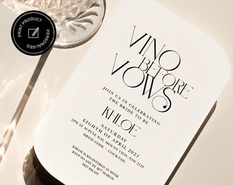 Vino Before Vows Bridal Shower Invitations Minimal Invitation Printed Bridal Luncheon Kitchen Tea Invites Themed Invites Print Ready