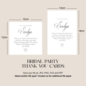 Bridal Party Thank You Card Digital Download Wedding Morning Keepsake ...