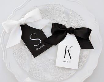 Minimal Name Cards Printed Place Cards Ribbon Custom Guest Name Cards for Weddings Engagement Party Minimalist Personalized Card, SUKI