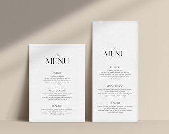 Minimalist Wedding Menu, Editable Template, Modern Wedding Menu, Wedding Stationary, Fully Editable, INSTANT Download, 5x7,4x9