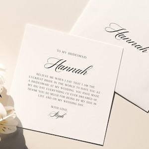 Tarjetas de agradecimiento de dama de honor, agradecimiento personalizado de la mañana de la boda Día de la boda Dama de honor Gracias Tarjeta editable Descarga digital