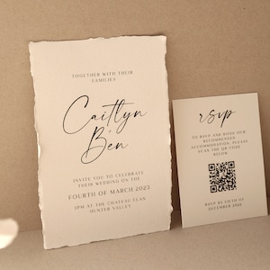 Modello di invito di nozze minimalista Stampa a casa Pacchetto di nozze Invito di nozze RSVP Card con codice QR Semplice suite di inviti modificabili