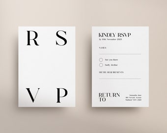 Wedding RSVP Card, Digital Download, Minimal RSVP Card, Elegant Wedding RSVP Card