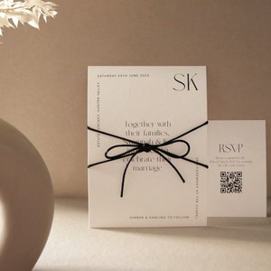 Wedding Invitation Template Print at Home Wedding Bundle Wedding Invite Minimal Wedding Invite RSVP Card with QR Code Simple Editable Invite image 2
