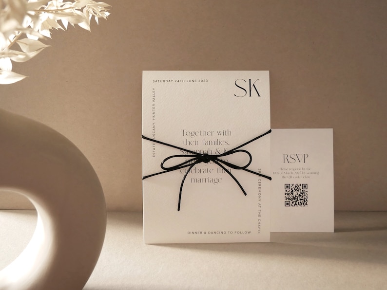 Wedding Invitation Template Print at Home Wedding Bundle Wedding Invite Minimal Wedding Invite RSVP Card with QR Code Simple Editable Invite image 2