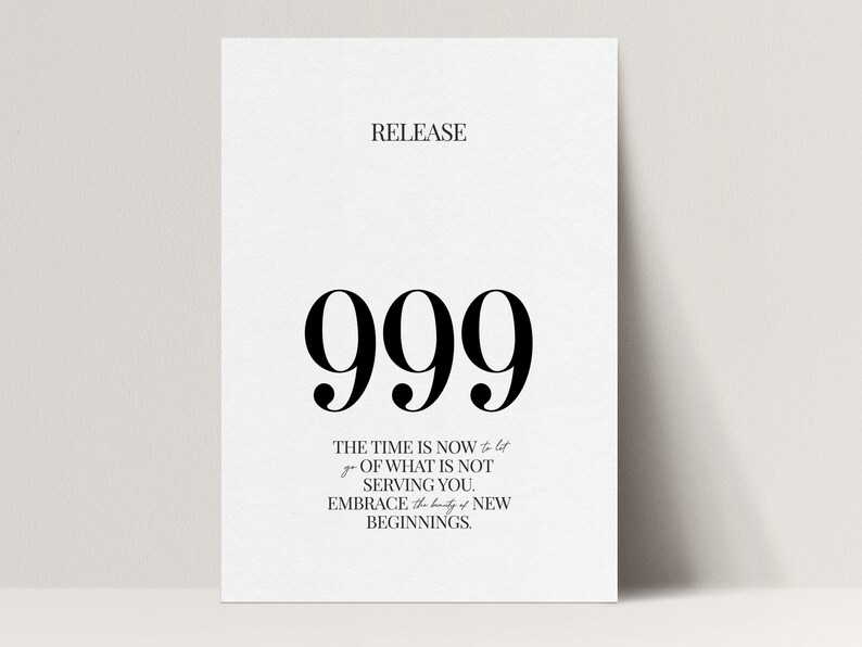 999 Angel Number - Release, Digital Download, Angel Number Poster ...